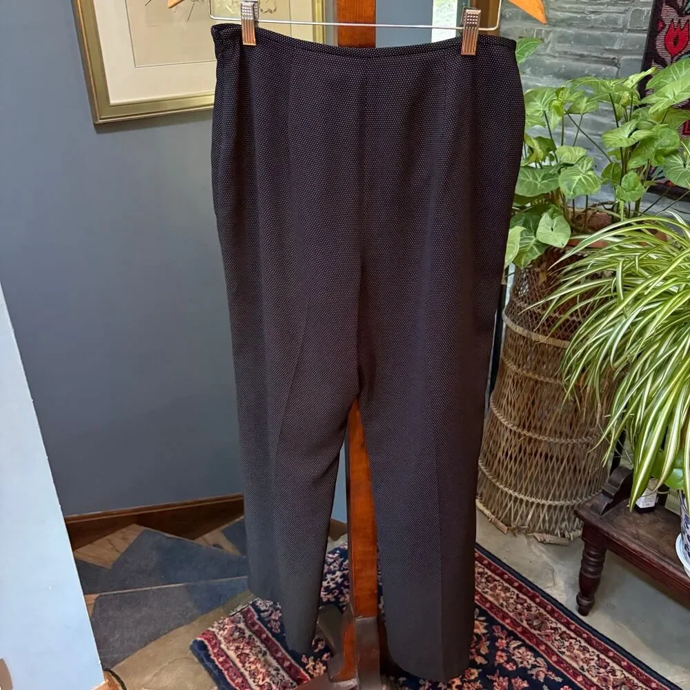Liz Claiborne Black Mini Dot Suit Trousers Sz 10 Slim Bootcut Professional Pants - Picture 4 of 7